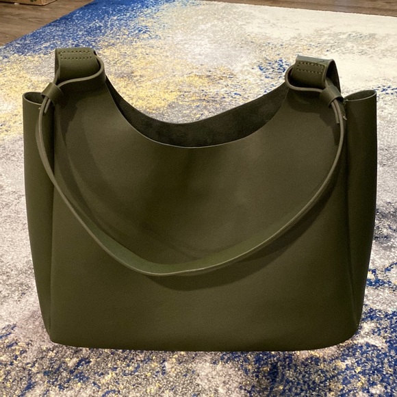 Neiman Marcus Vegan Leather Bag, Olive Green - Picture 3 of 7